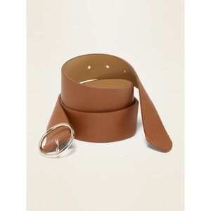 Old Navy Wide Ring-Buckle Faux Leather Brown Belt 1.5" Womens Size XS/S NEW